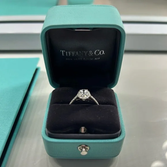 Tiffany & Co. Soleste Oval Halo Engagement Ring with Platinum Diamond Band - Picture 2 of 4